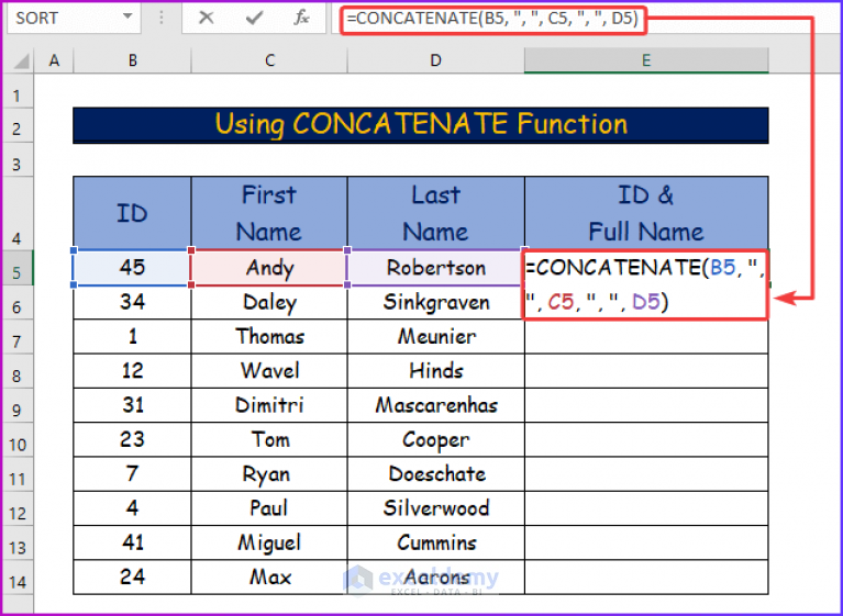 Formula To Concatenate Multiple Cells In Excel