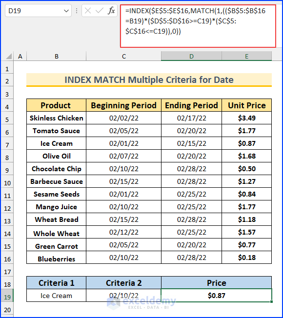 Use INDEX MATCH For Multiple Criteria Without Array 2 Ways 