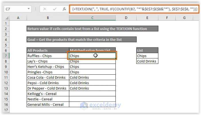 How To Return Value If Cells Contain Certain Text From A List ExcelDemy