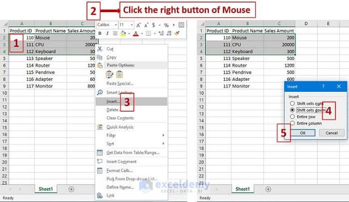 Excel Shift Cells Down Right Andmoredelta