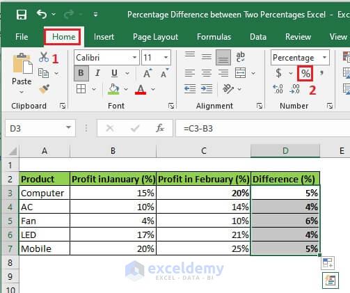 Top 10 Percentage Difference Between Two Numbers Excel Riset