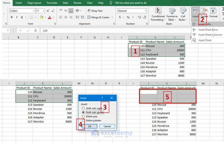 how-to-shift-cells-down-in-excel-without-changing-formula-4-methods