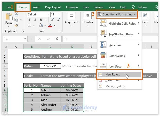 Excel Conditional Formatting Based on Date in Another Cell | ExcelDemy