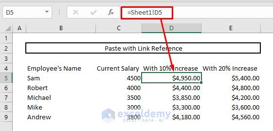 Copy cell value from another sheet by paste option