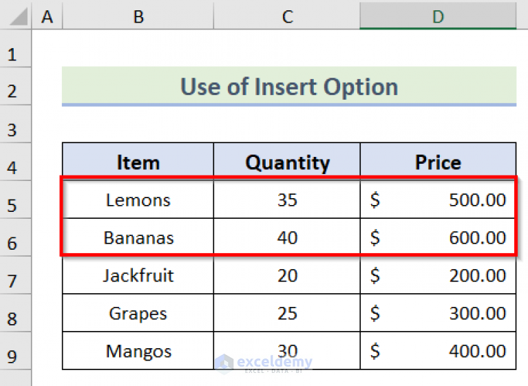 How To Move Rows In Excel Without Replacing 5 Easy Methods 0004