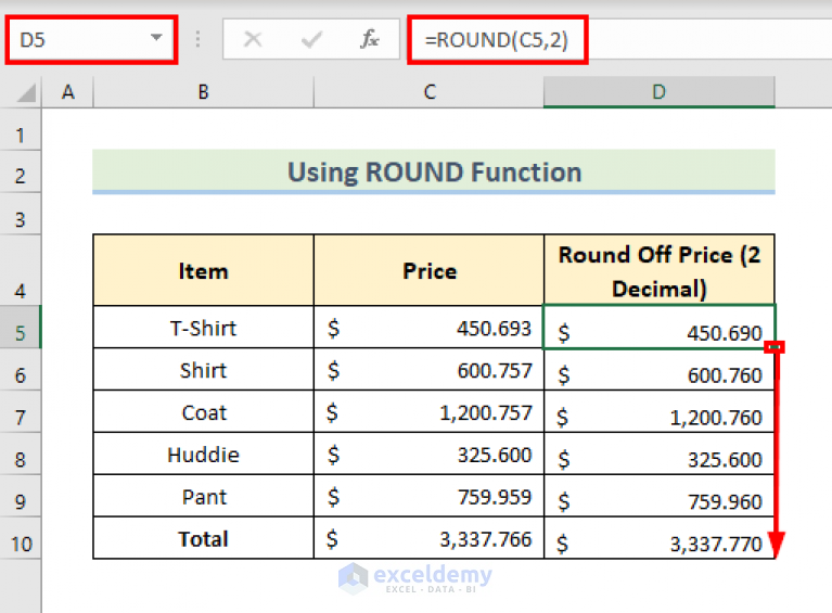 How To Round Off Numbers In Excel 10 Easy Methods 