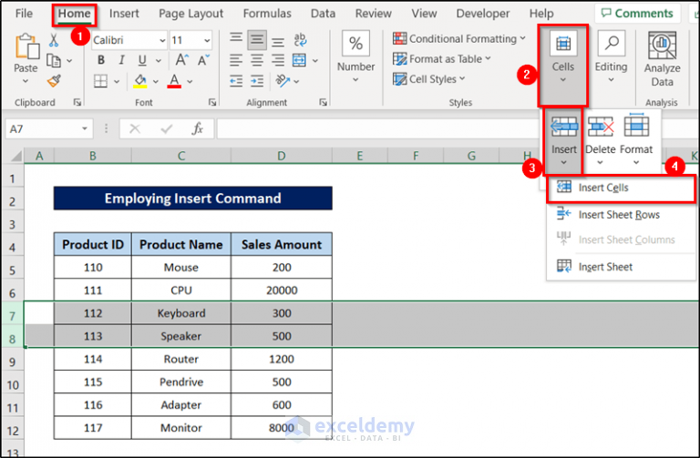 How to Shift Cells Down in Excel (5 Easy Methods) - ExcelDemy