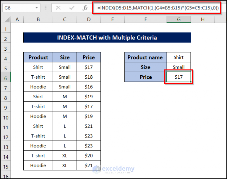 INDEXMATCH with Multiple Matches in Excel (6 Examples)