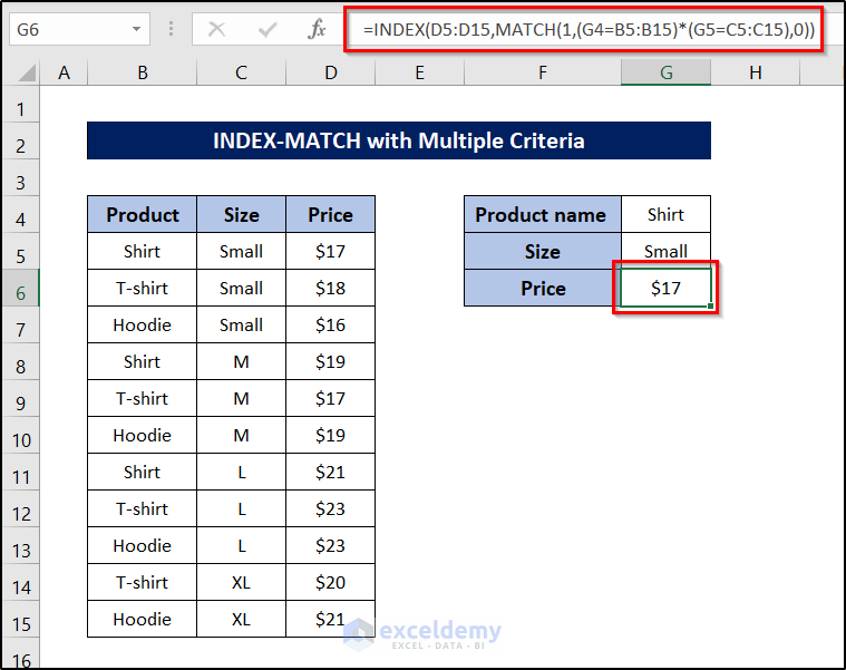 multiple index match