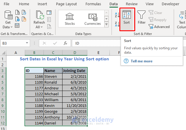 How To Sort Dates In Excel By Year 4 Easy Ways Exceldemy 3384