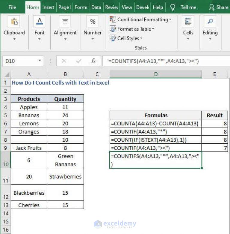 How Do I Count Cells with Text in Excel | ExcelDemy