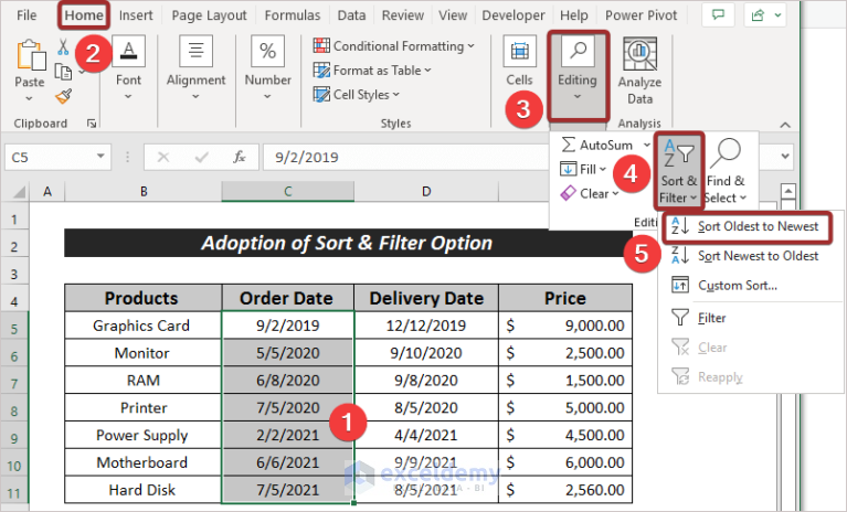 how-to-sort-dates-in-chronological-order-in-excel-6-easy-ways