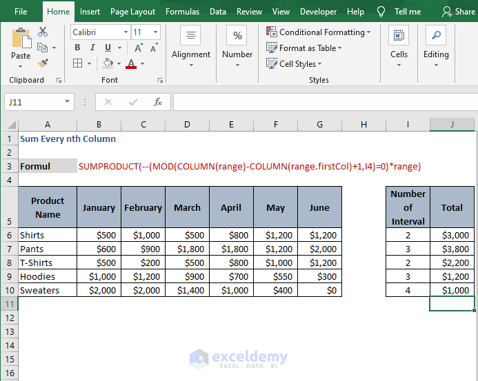 sum-every-nth-column-excel-sheets-sale-purchase-record-summary-youtube