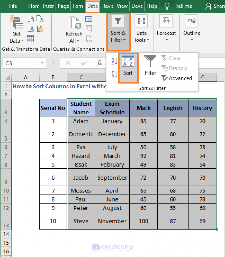 how-to-sort-columns-in-excel-without-mixing-data-exceldemy