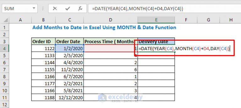 Excel Add Months To Date Easiest Examples Exceldemy