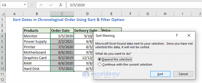 Excel Sort Dates In Chronological Order (6 Effective Ways) - ExcelDemy