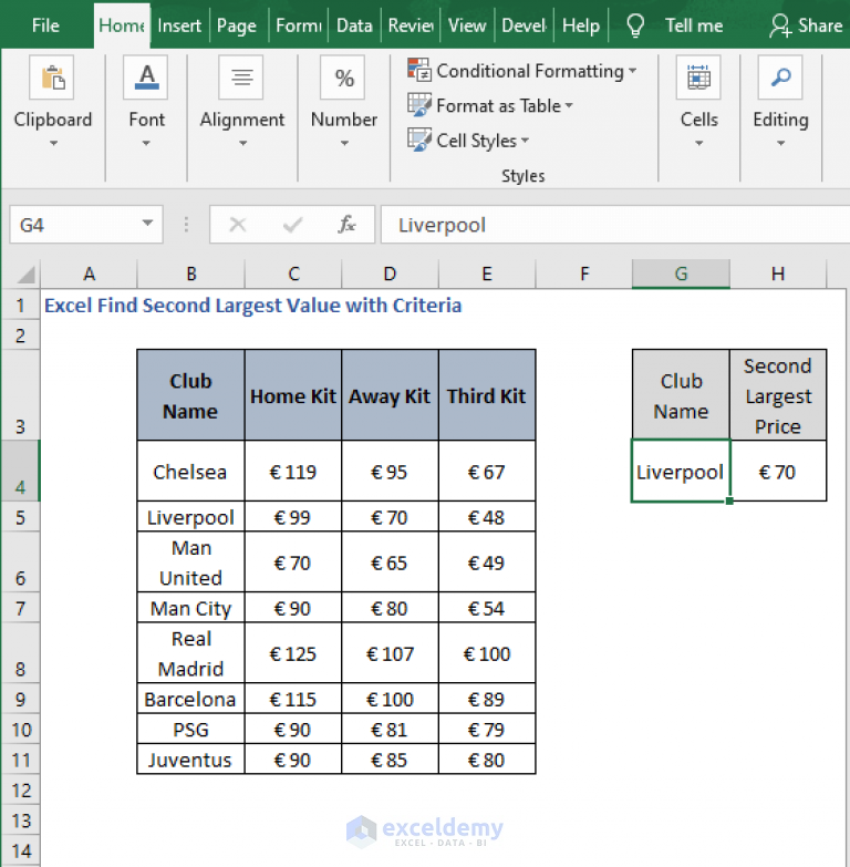 excel-find-second-largest-value-with-criteria-3-ways-exceldemy