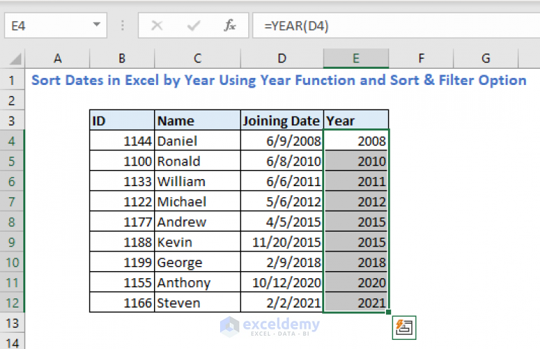 How To Sort Dates In Excel By Year 4 Easy Ways Exceldemy 8042