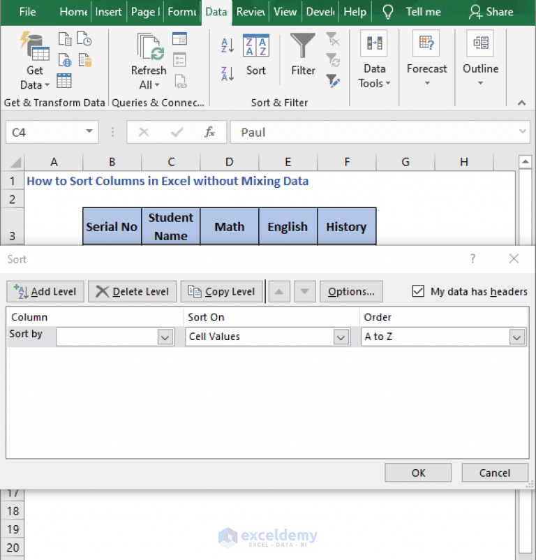 how-to-sort-columns-in-excel-without-mixing-data-3-ways-exceldemy