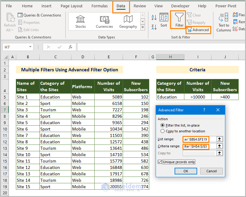 How To Apply Multiple Filters In Excel Methods VBA ExcelDemy