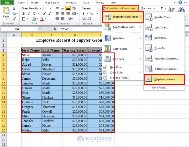 excel find duplicates in rows