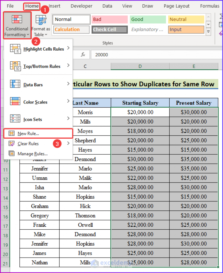 How to Compare Rows for Duplicates in Excel (3 Easy Methods)