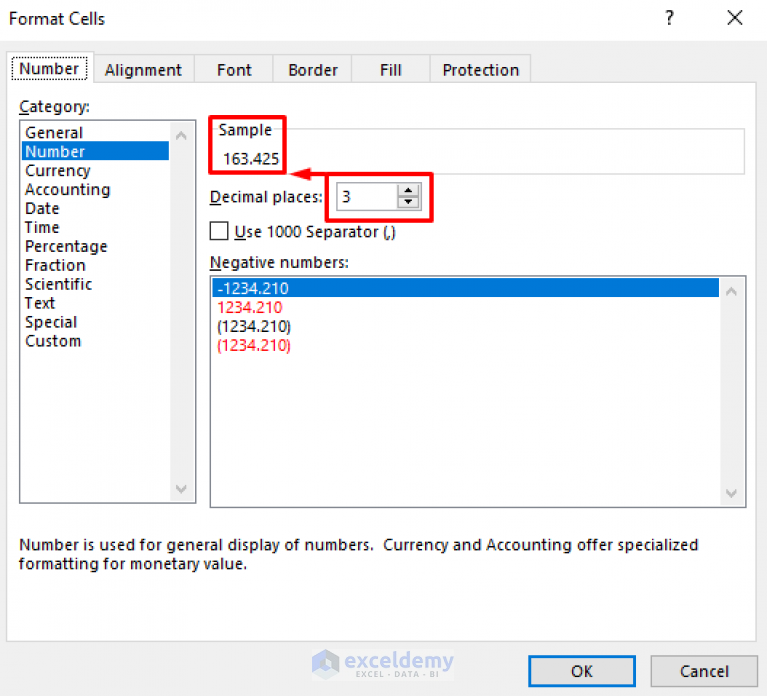 how to round up decimals in excel