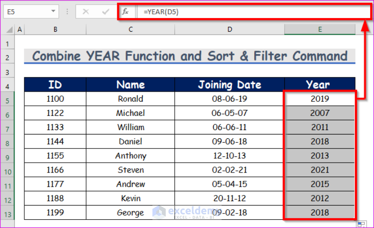 Sort Date In Excel By Year