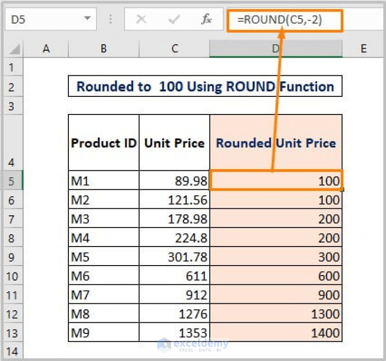 Excel Round To Nearest 100 6 Quickest Ways ExcelDemy