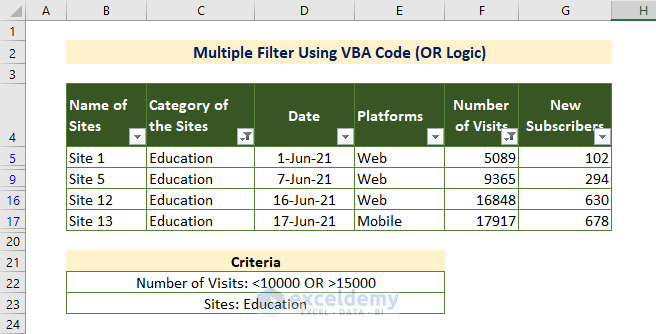 VBA OR Operator for Multiple Filters