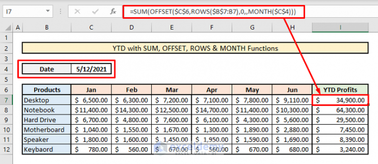 How to Calculate YTD (Year-to-Date) in Excel [8 simple ways] - ExcelDemy