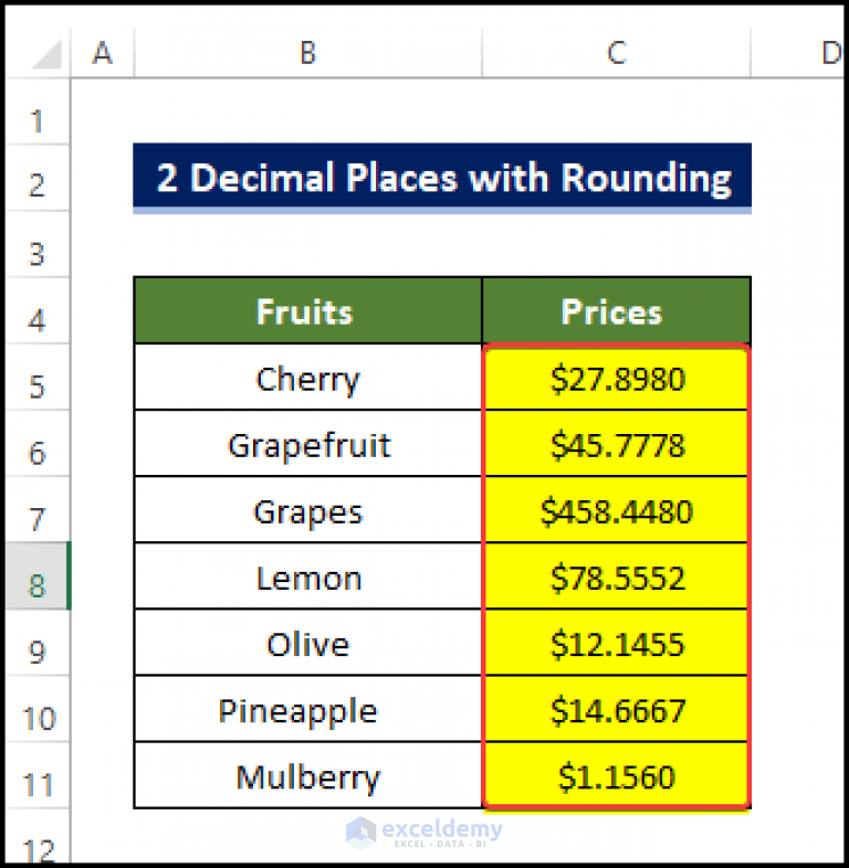 how-to-get-2-decimal-places-without-rounding-in-excel-4-ways