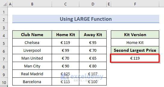 How To Find The Second Largest Number In Excel Using The LARGE Function Tech Guide