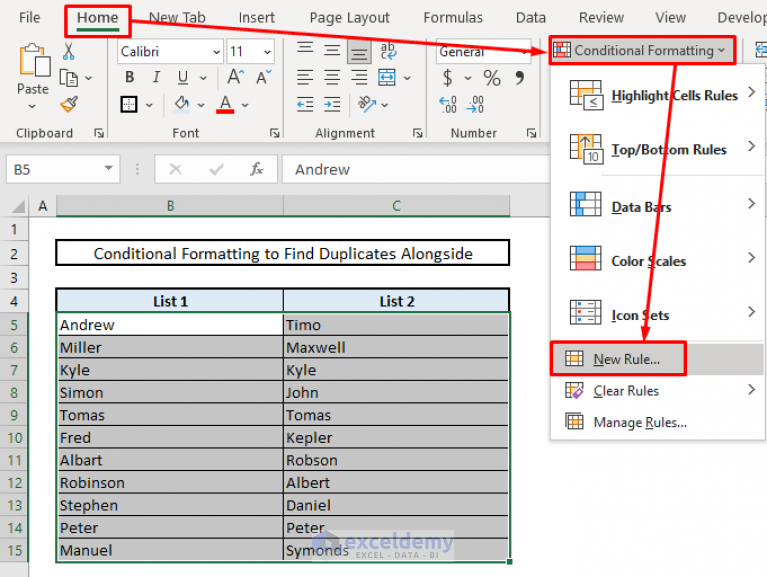 Find Duplicates In Two Columns In Excel 6 Suitable Approaches 2391
