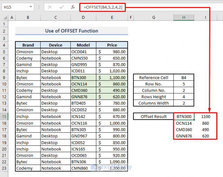 Offset function