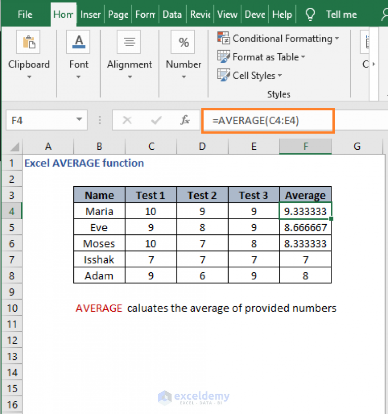 How to Use AVERAGE Function in Excel (5 Examples) - ExcelDemy