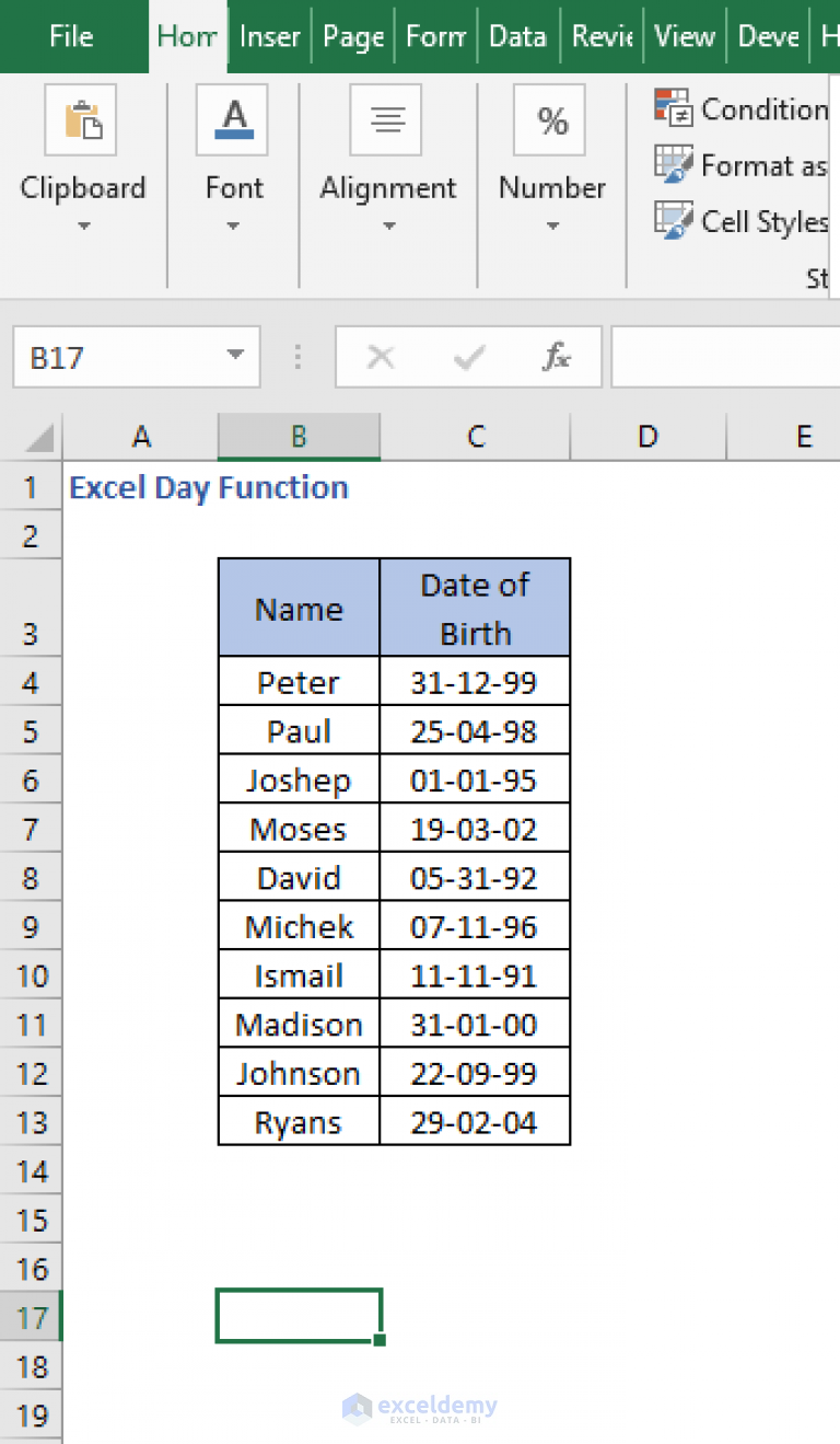 How To Use Day Function In Excel With 3 Examples Exceldemy 0535