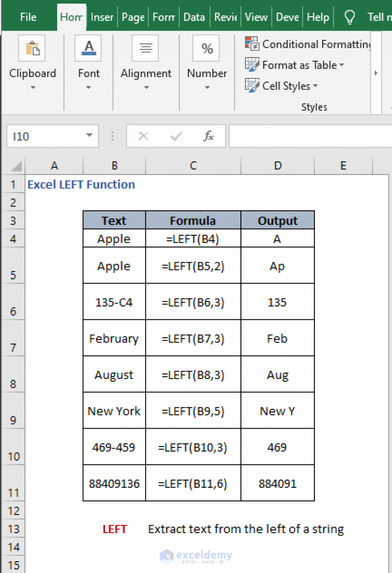 How To Use Left Function In Excel 4 Examples Exceldemy 2354