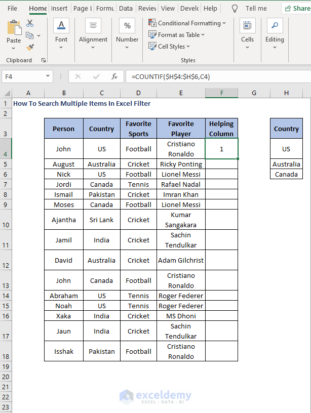 COUNTIF for Helper Column