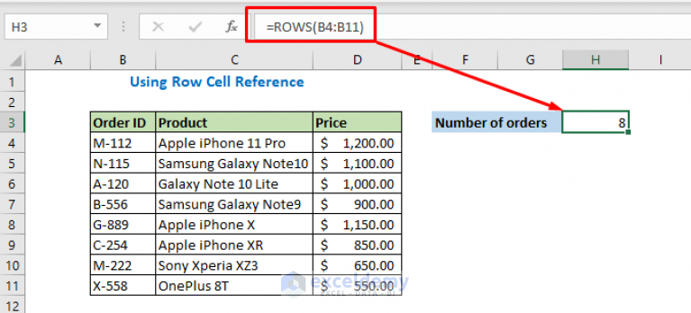 How to Use ROWS Function in Excel (With 7 Easy Examples)