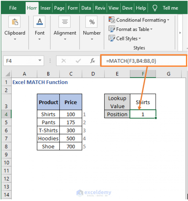 How To Use MATCH Function In Excel (3 Examples) - ExcelDemy