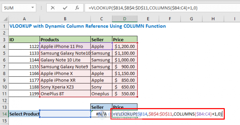 How to Use COLUMN Function in Excel (4 Easy Examples) - ExcelDemy