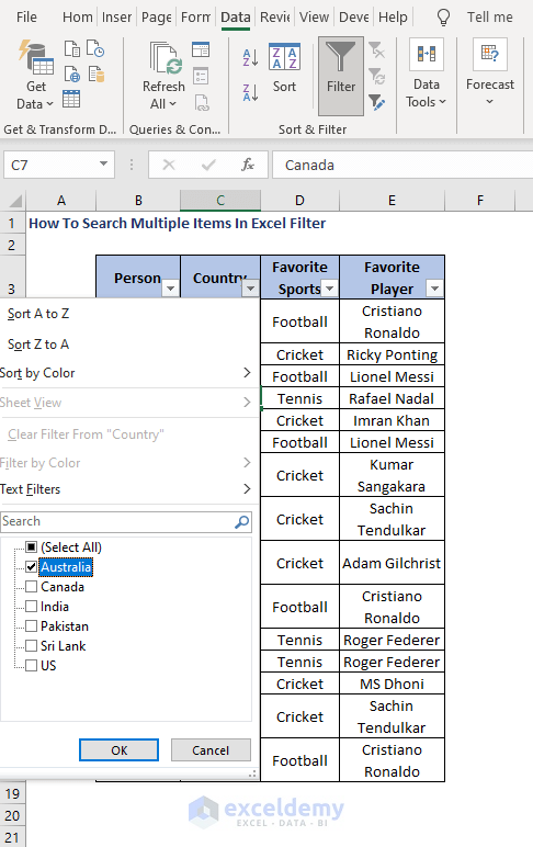 Select item 1 - How To Search Multiple Items In Excel Filter