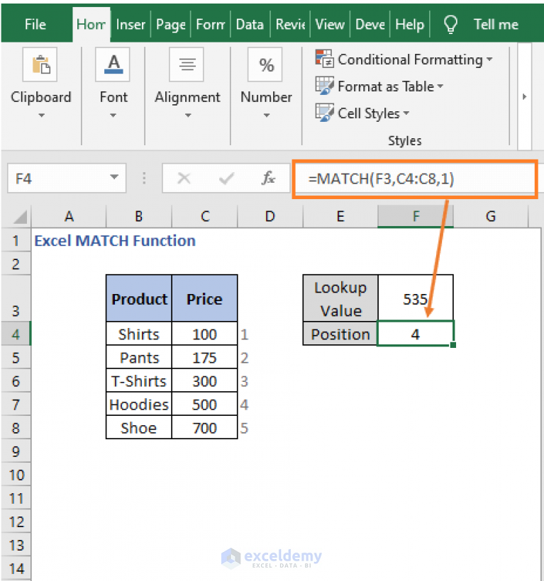 How to Use MATCH Function in Excel (3 Examples) - ExcelDemy