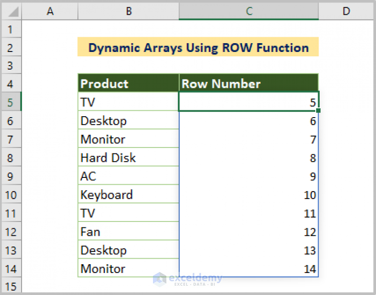 How To Use Row Function In Excel With 8 Examples Exceldemy 6905