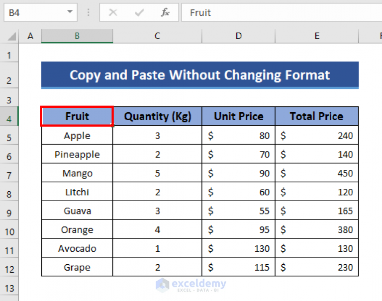 how-to-copy-and-paste-without-changing-the-format-in-excel