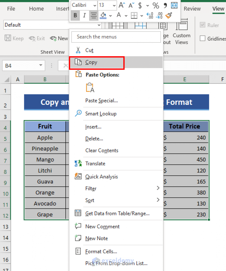 How To Copy And Paste Without Changing The Format In Excel