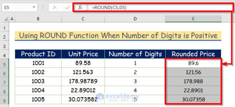 How to Use ROUND Function in Excel (9 Examples) - ExcelDemy