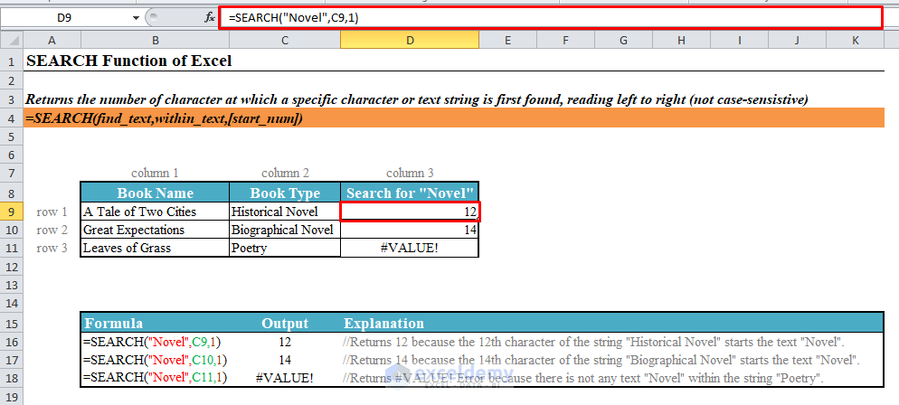 How To Use SEARCH Function In Excel 3 Examples ExcelDemy