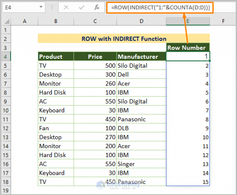 How to Use ROW Function in Excel (With 8 Examples) - ExcelDemy